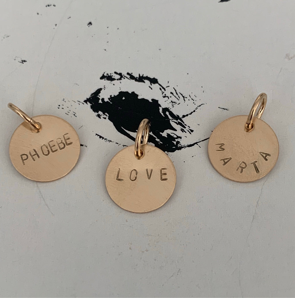 Hand Stamped Disk Charm